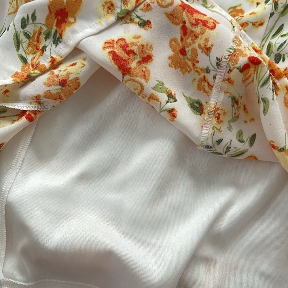 Lulus Day Date White and Orange Floral Print Tie-Back Dress - Picture 9 of 9